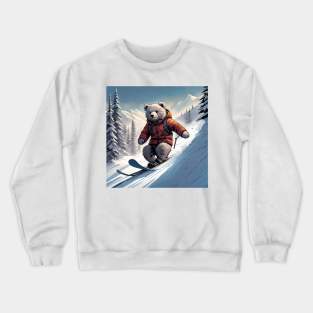 Teddy skiing down a hill in the snow Crewneck Sweatshirt